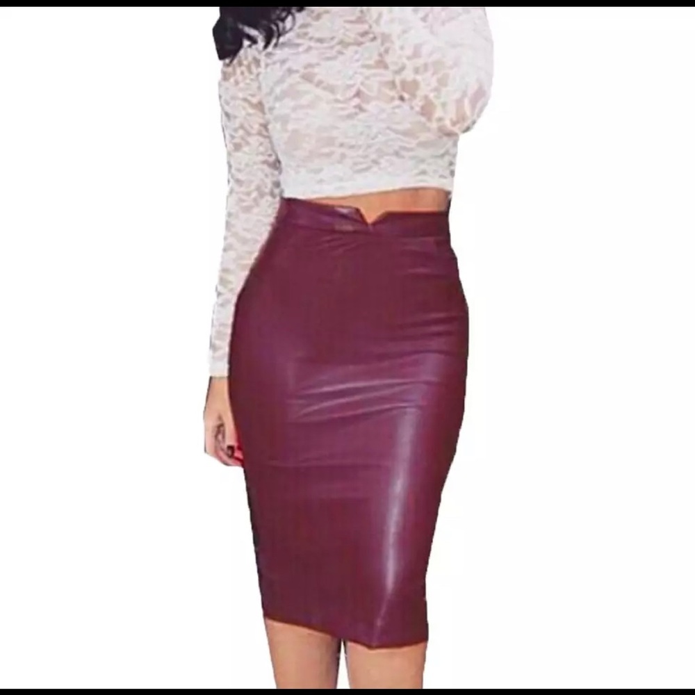 🔥NWT🔥WOMANS🔥 PU 🔥LEATHER🔥 PENCIL 🔥SKIRT 🔥
